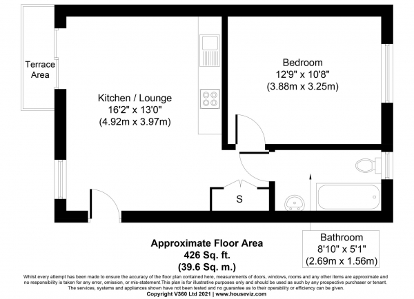 Floor Plan for 1 Bedroom Flat for Sale in Clark Grove, Ilford, IG3, IG3, 9FD -  &pound225,000