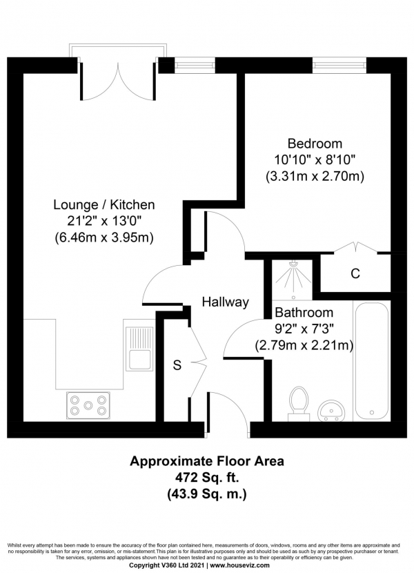 Floor Plan Image for 1 Bedroom Apartment for Sale in Gateway Court, Parham Drive, Ilford, IG2