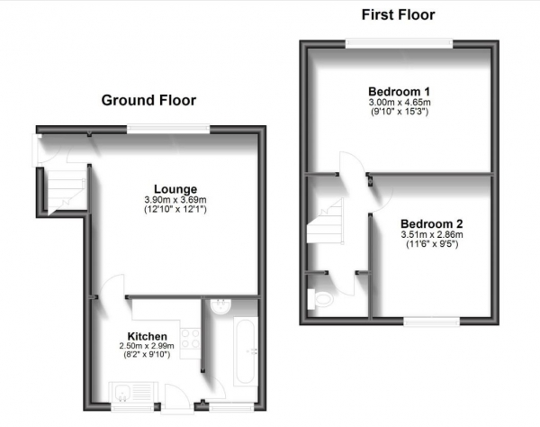 Floor Plan Image for 2 Bedroom End of Terrace House to Rent in Bonham Road, Dagenham, RM8