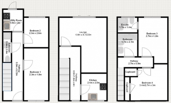 Floor Plan Image for 4 Bedroom Town House for Sale in Erebus Drive, Thamesmead West, SE28 0GG