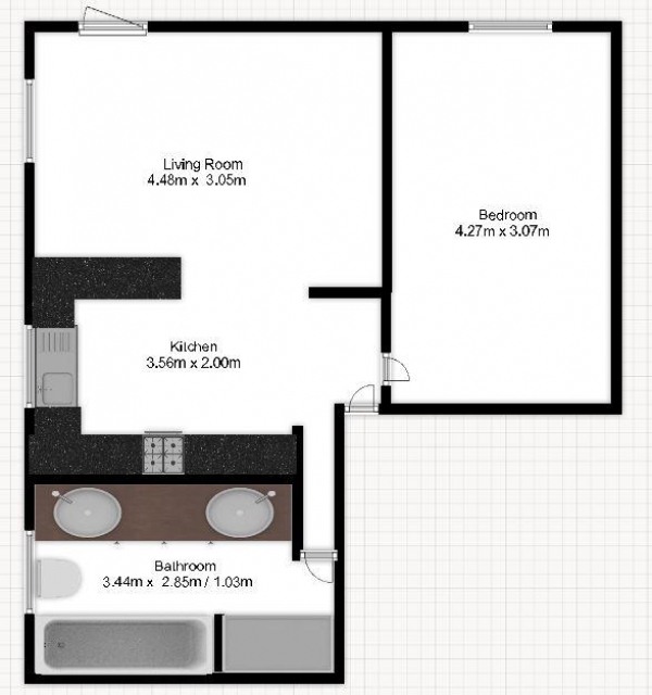 Floor Plan for 1 Bedroom Apartment for Sale in Brook Square, Shooter`s Hill, SE18 4NB, Shooter`s Hill, SE18, 4NB - Guide Price &pound260,000