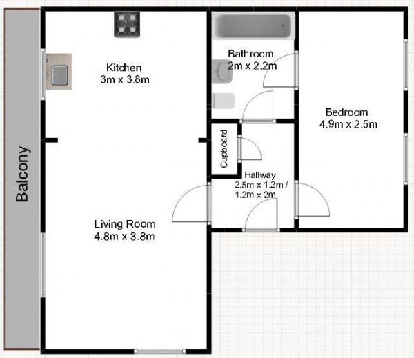 Floor Plan Image for 1 Bedroom Apartment for Sale in Miles Drive, Thamesmead, SE28 0NP