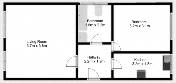 Floor Plan Image for 1 Bedroom Apartment to Rent in Harlinger Street, Woolwich, SE18 5SR