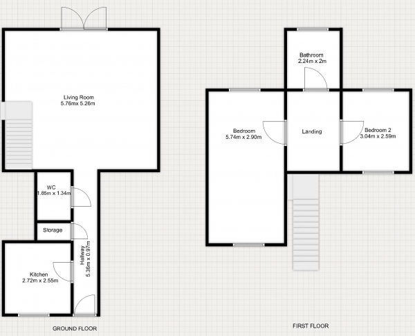 Floor Plan Image for 2 Bedroom Property to Rent in Grange Crescent, Thamesmead, SE28 8EX