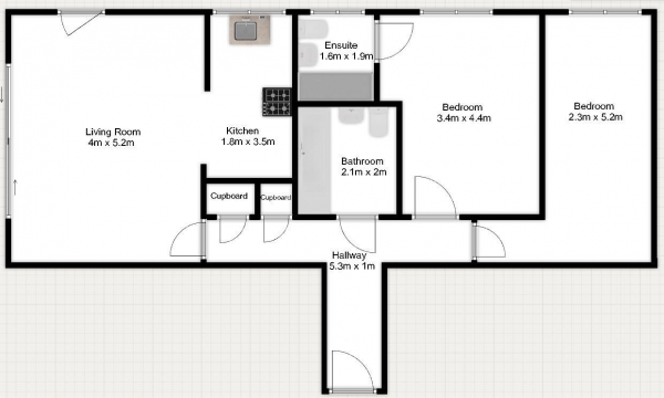 Floor Plan Image for 2 Bedroom Apartment for Sale in Miles Close, Thamesmead West, SE28 0NJ