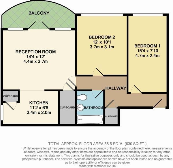 Floor Plan Image for 2 Bedroom Apartment for Sale in Greenwich Heights, London, SE18 4NP