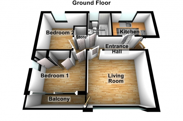 Floor Plan Image for 2 Bedroom Apartment for Sale in Princess Alice Way, Thamesmead West, SE28 0HQ