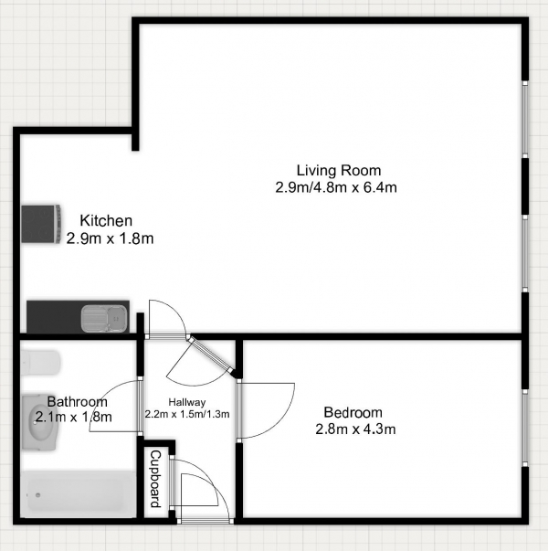 Floor Plan Image for 1 Bedroom Apartment for Sale in Long Acre, Pettacre Close, West Thamesmead, SE28 0GG