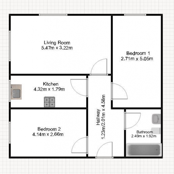 Floor Plan for 2 Bedroom Apartment for Sale in Connaught Mews, Woolwich SE18 6SU, Woolwich, SE18, 6SU - OIRO &pound380,000