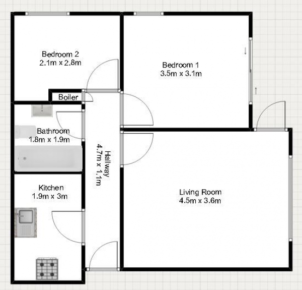 Floor Plan Image for 2 Bedroom Apartment for Sale in Princess Alice Way, Thamesmead West, SE28 0HQ