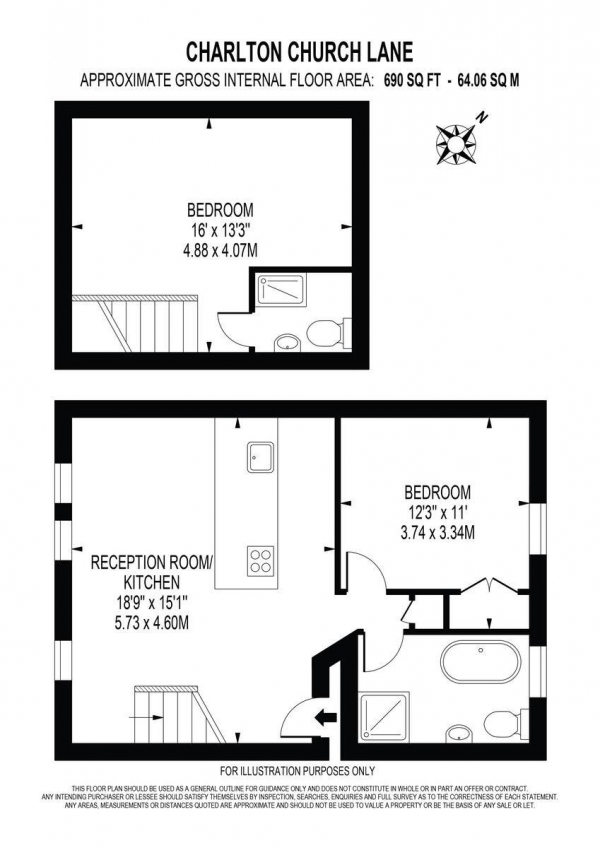 Floor Plan Image for 2 Bedroom Apartment for Sale in Charlton Church Lane, Charlton, SE7 7AA