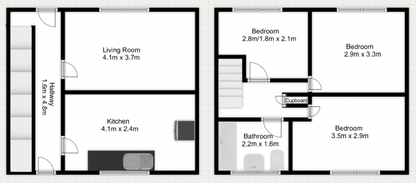 Floor Plan Image for 3 Bedroom Terraced House to Rent in Bostal Manor Way, Abbey Wood, SE2 9EE