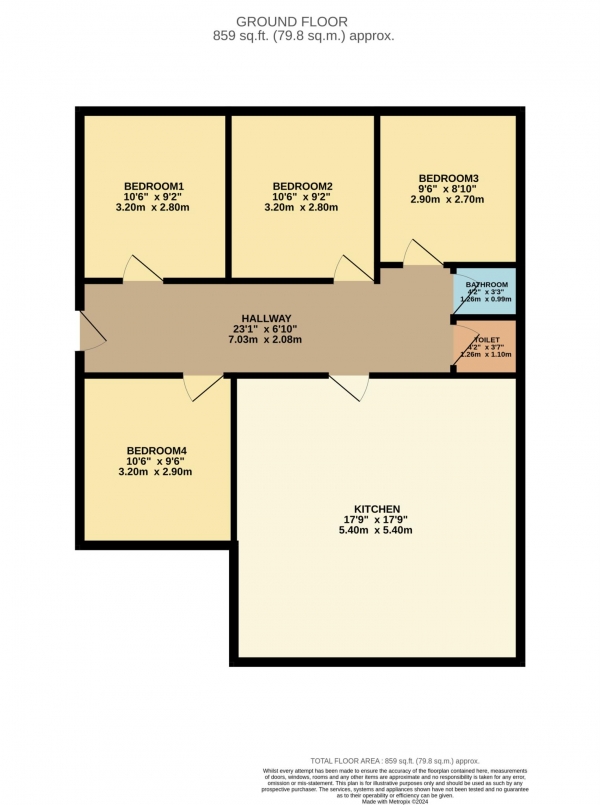 Floor Plan Image for 4 Bedroom Apartment to Rent in Castle Boulevard, Lenton, England