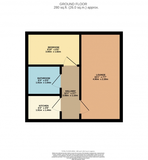 Floor Plan Image for 1 Bedroom Apartment to Rent in Gibbins Road, Selly Oak