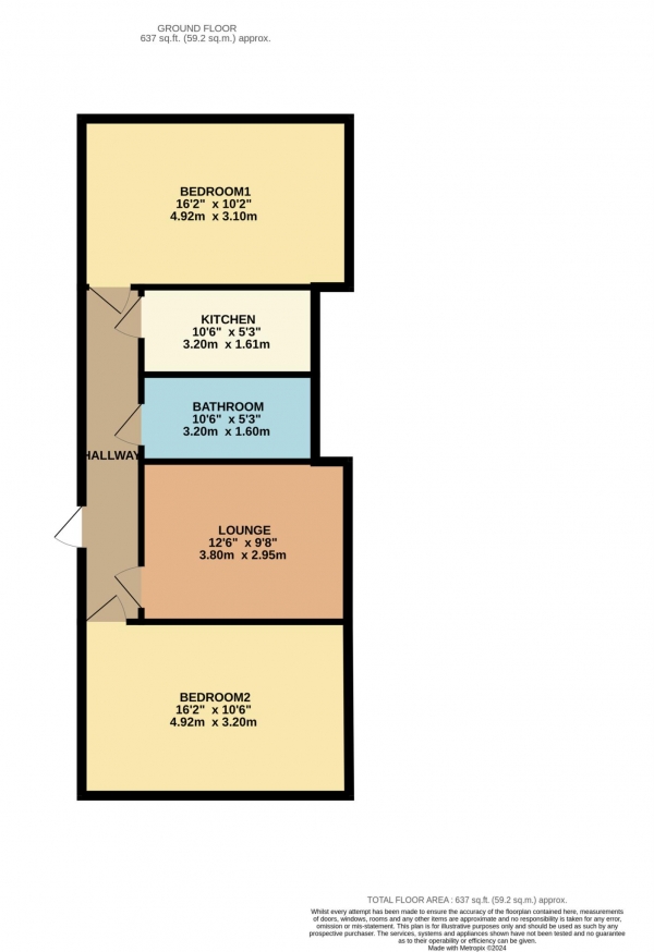 Floor Plan Image for 2 Bedroom Flat to Rent in Gibbins Road, Selly Oak