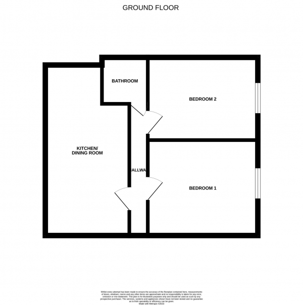 Floor Plan Image for 2 Bedroom Flat to Rent in Exeter Road, Birmingham, 2 bed ground floor flat in new build block