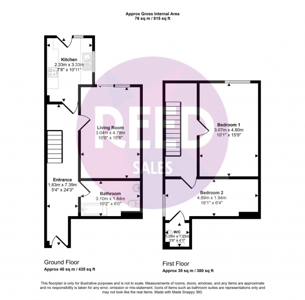 Floor Plan Image for 2 Bedroom Maisonette to Rent in Fairfax Drive, Westcliff On Sea