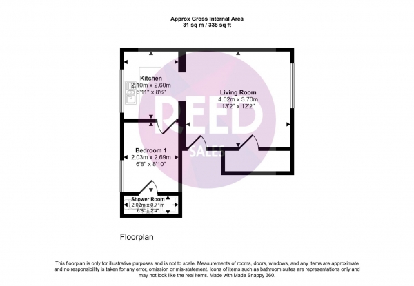 Floor Plan Image for Studio Flat to Rent in Crowborough Road, Southend On Sea, Essex