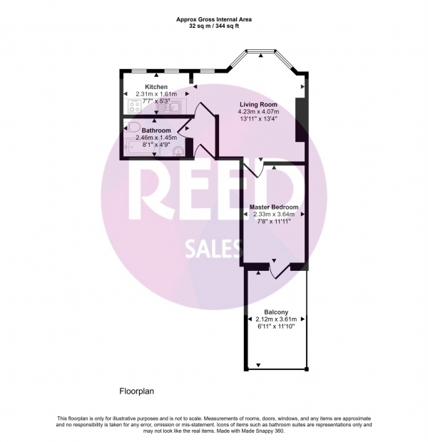 Floor Plan Image for 1 Bedroom Flat to Rent in East Street, Southend On Sea