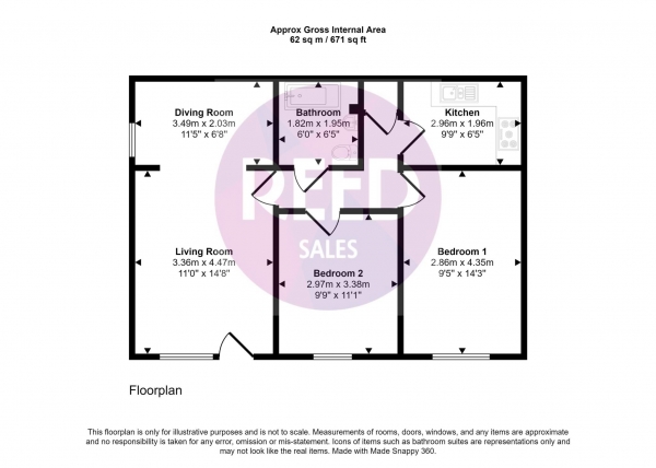 Floor Plan Image for 2 Bedroom Apartment for Sale in Ness Road, Shoeburyness