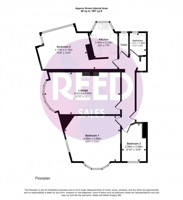 Floor Plan Image for 3 Bedroom Flat for Sale in London Road, Westcliff On Sea