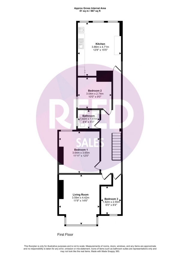 Floor Plan Image for 3 Bedroom Flat to Rent in York Road, Southend