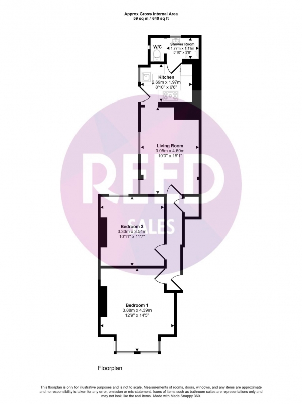 Floor Plan Image for 2 Bedroom Flat for Sale in Bournemouth Park Road, Southend