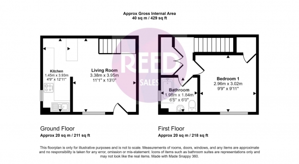 Floor Plan Image for 1 Bedroom End of Terrace House for Sale in The Bentleys, Southend On Sea