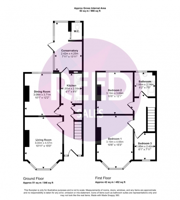 Floor Plan Image for 3 Bedroom Terraced House for Sale in Ramuz Drive, Westcliff On Sea