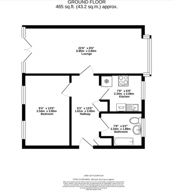 Floor Plan Image for 1 Bedroom Flat for Sale in Baxter Ave, Southend On Sea