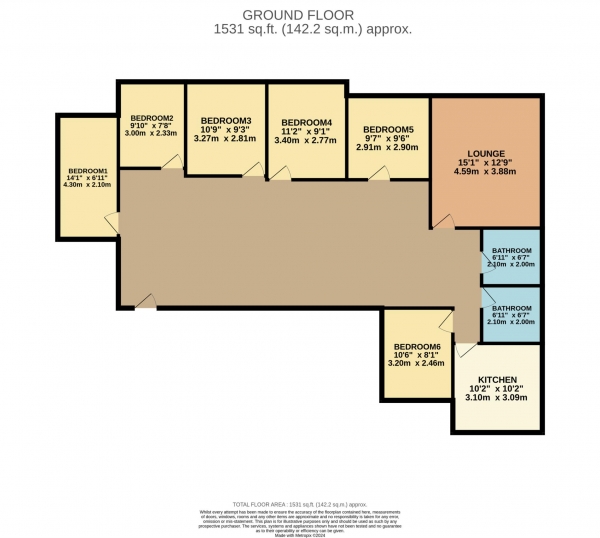 Floor Plan Image for 6 Bedroom Apartment to Rent in Derby Road, Nottingham