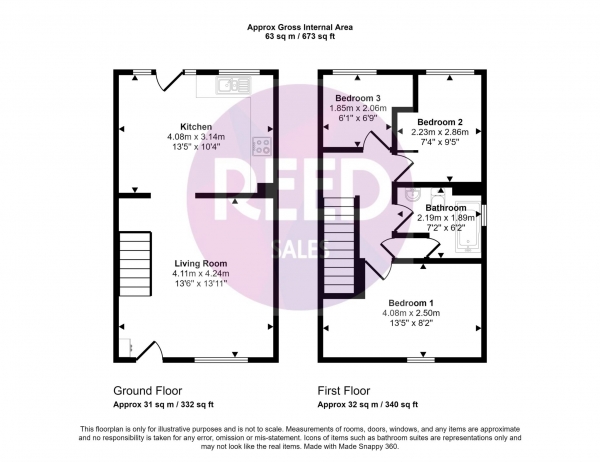 Floor Plan Image for 3 Bedroom Semi-Detached House for Sale in Curling Lane, Badgers Dene