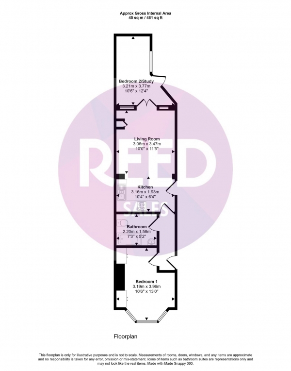 Floor Plan Image for 2 Bedroom Flat to Rent in East Street, Southend On Sea