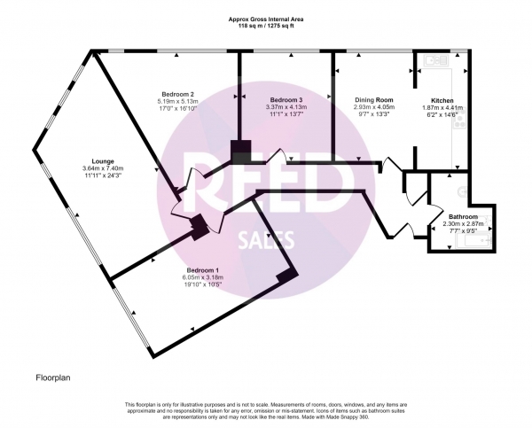 Floor Plan Image for 3 Bedroom Flat for Sale in Southchurch Road, Southend On Sea