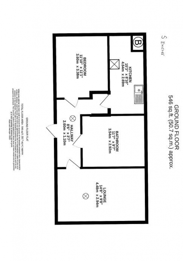 Floor Plan Image for 1 Bedroom Apartment to Rent in Exeter Road, Selly Oak