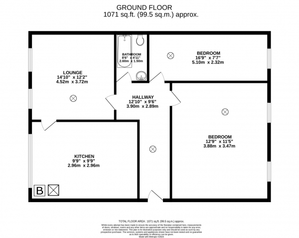 Floor Plan Image for 2 Bedroom Apartment to Rent in Exeter Road, Selly Oak