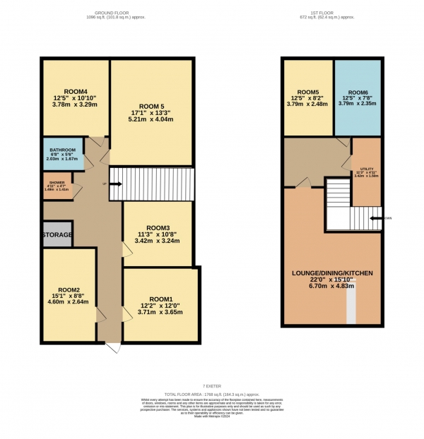 Floor Plan for 7 Bedroom Flat Share to Rent in Exeter Road, Selly Oak, Selly Oak, B29, 6EX - £150 per person per week