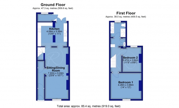 Floor Plan Image for 2 Bedroom Terraced House for Sale in Milton Place, Bideford