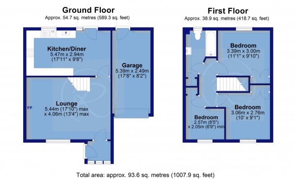 Floor Plan Image for 3 Bedroom Semi-Detached House for Sale in Oaklands, Bideford