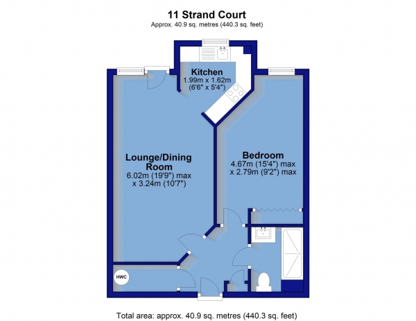 Floor Plan for 1 Bedroom Retirement Property for Sale in Strand Court, Bideford, EX39, 2NP -  &pound125,000