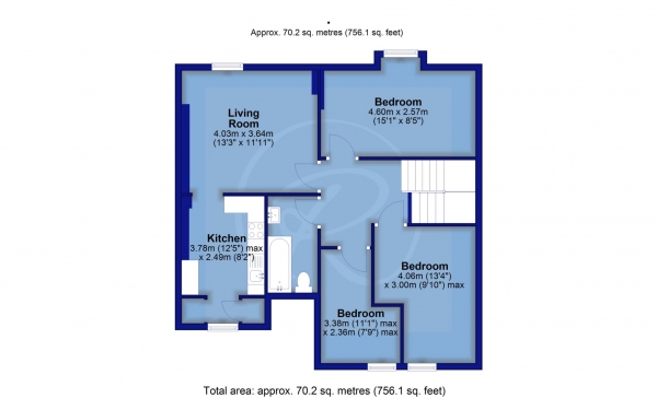 Floor Plan Image for 3 Bedroom Flat for Sale in Kipling Court, Westward Ho!