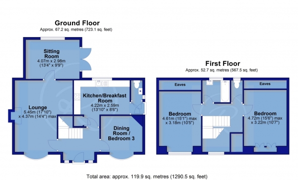 Floor Plan Image for 3 Bedroom Detached House for Sale in Northdown Road, Bideford