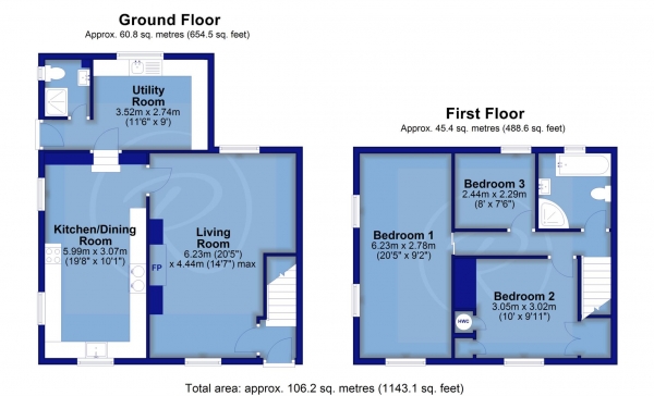 Floor Plan Image for 3 Bedroom End of Terrace House for Sale in Bucks Cross, Bideford