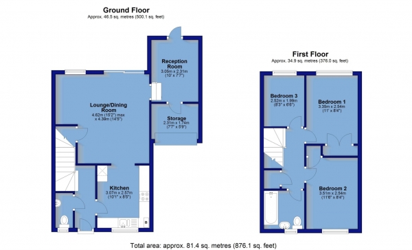 Floor Plan for 3 Bedroom Semi-Detached House for Sale in Soloman Drive, Bideford, EX39, 5XS - OIRO &pound275,000