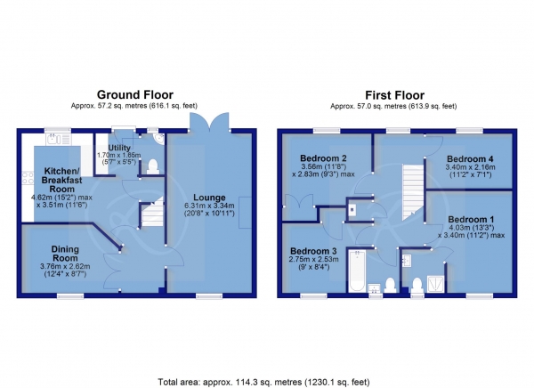 Floor Plan for 4 Bedroom Detached House for Sale in King Alfred Crescent, Northam, Northam, EX39, 1UE -  &pound395,000