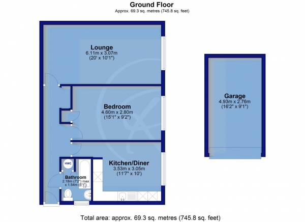 Floor Plan Image for 1 Bedroom Flat for Sale in St Marys Flats, Bideford