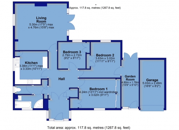 Floor Plan Image for 3 Bedroom Bungalow for Sale in Swanswood Gardens, Westward Ho!