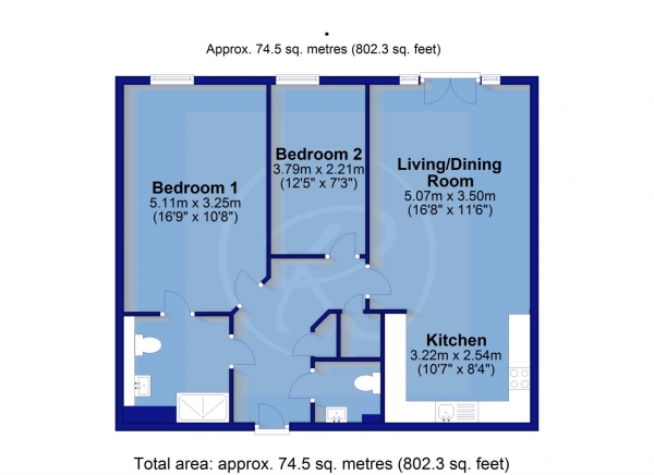 Floor Plan Image for 2 Bedroom Retirement Property for Sale in Moreton Court, Bideford