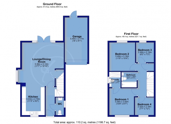 Floor Plan for 4 Bedroom Link Detached House for Sale in Adams Court, Bideford, EX39, 3FT - Guide Price &pound350,000