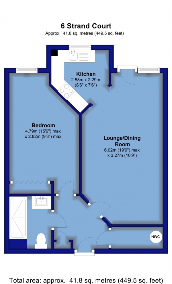 Floor Plan Image for 1 Bedroom Retirement Property for Sale in Strand Court, Bideford